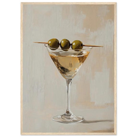 Glass With Olives Minimalist Still Life Art Print