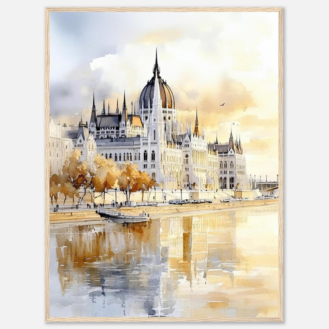Budapest Danube River Watercolor Travel Poster