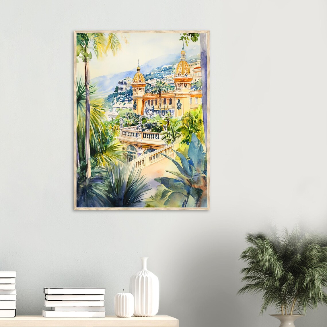 Monte Carlo Casino Watercolor Travel Poster, Monaco - Image 3