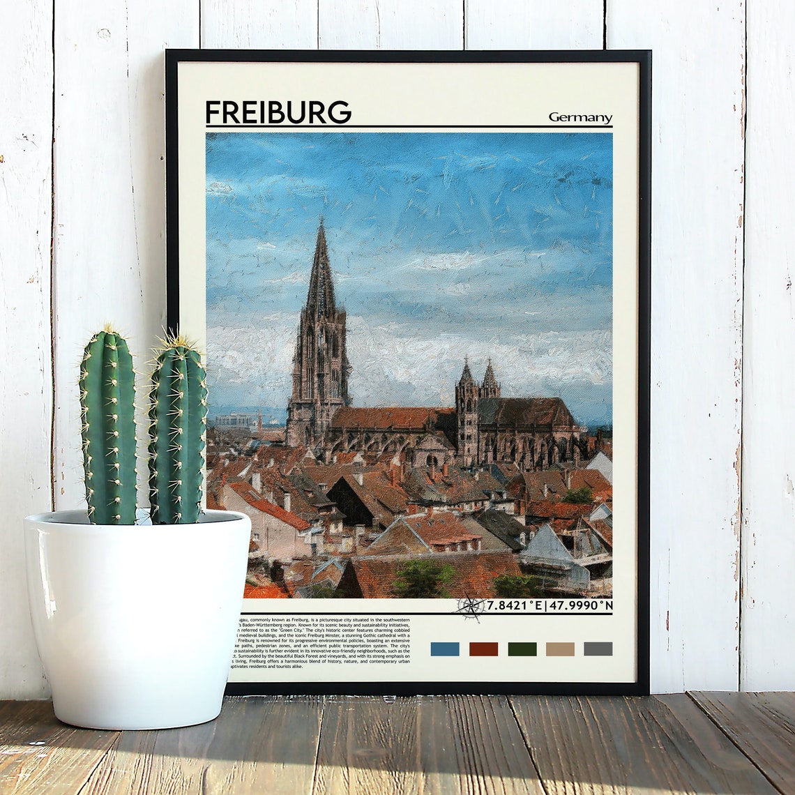 Freiburg Germany Gothic Cathedral Old Town View Travel Poster - Image 5