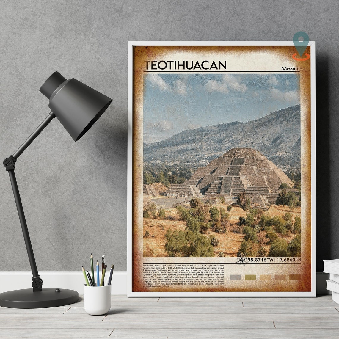 Teotihuacan Mexico Ancient Pyramid Ruins Desert History Travel Poster - Image 4