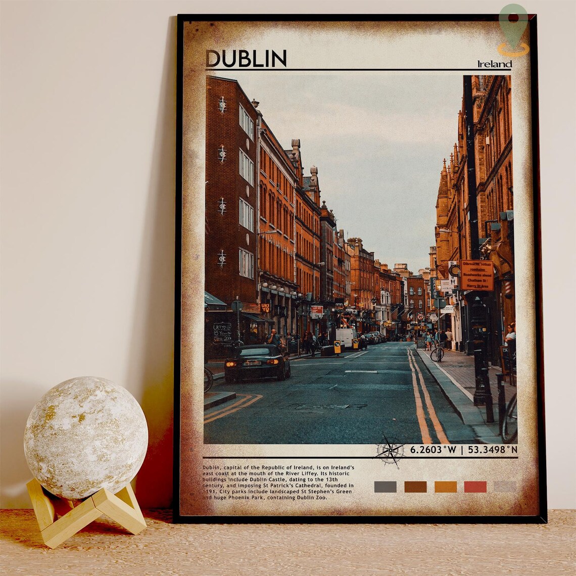 Dublin Ireland Brick Street Cityscape Urban Travel Photo Poster - Image 2