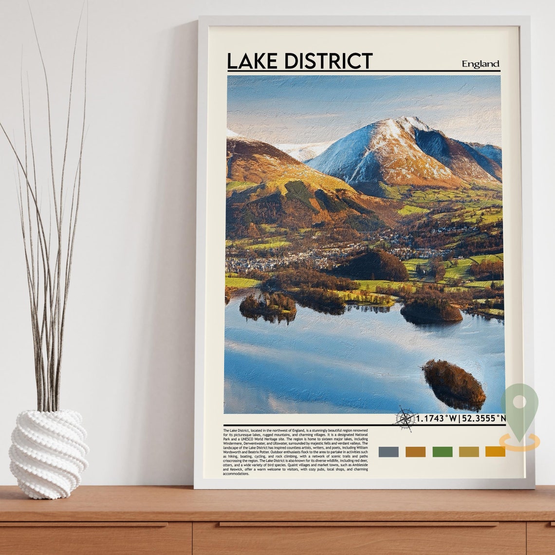 Lake District England Scenic Lakes Mountains Landscape Travel Print - Image 5