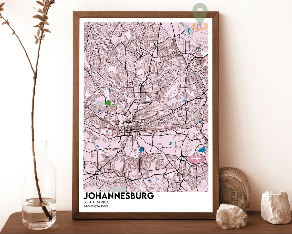 Johannesburg Map Johannesburg Map Print Johannesburg Personalized Map Johannesburg Wall Art Jozi City Johannesburg South Africa Poster - Image 6