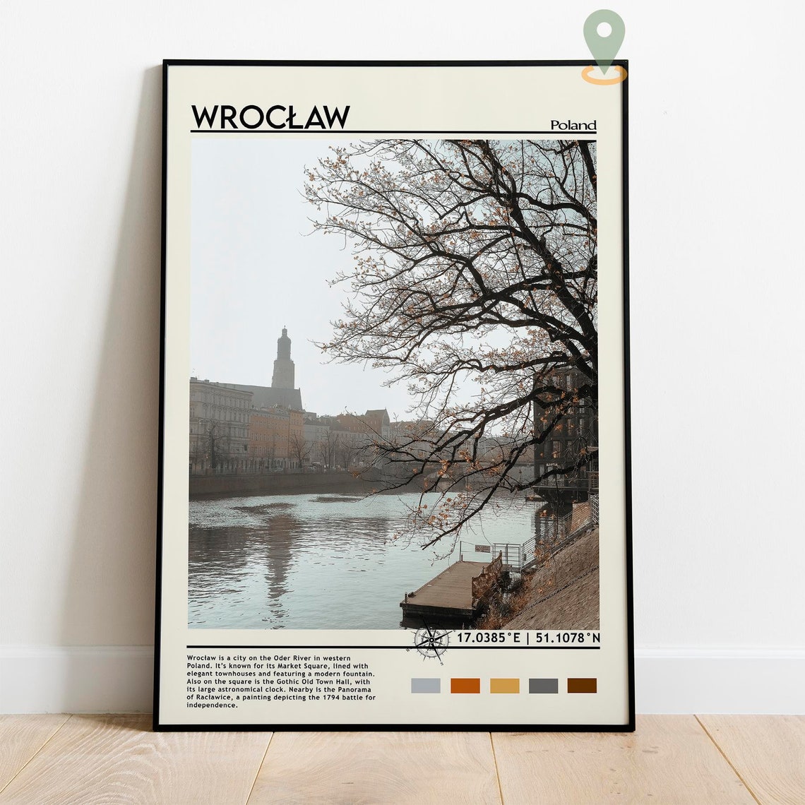 Wroclaw Poland Riverfront Trees Historic Skyline Travel Print - Image 3