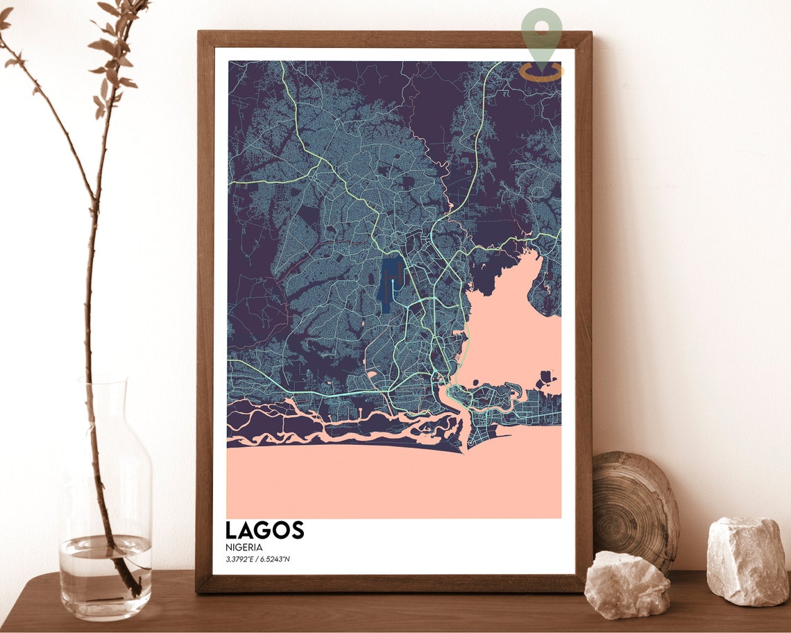 Lagos Map Lagos Map Print Lagos City Map Lagos Wall Art Lagos Travel Poster Lagos Poster Lagos Photo Lagos City Nigeria Poster - Image 3