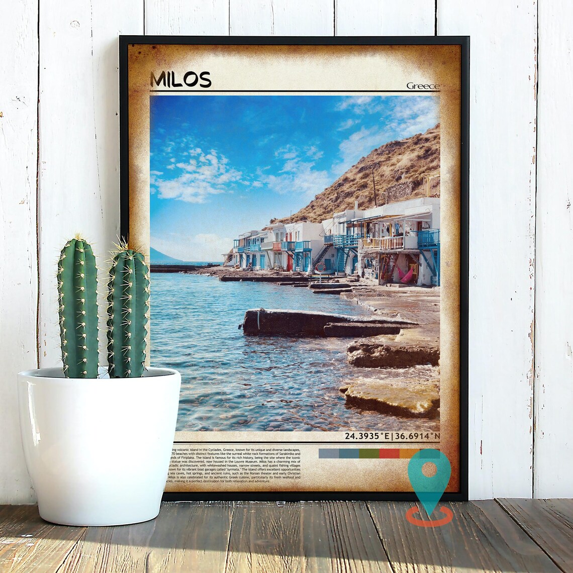 Milos Greece Island Fishing Village Colorful Doors Seaside Poster - Image 2