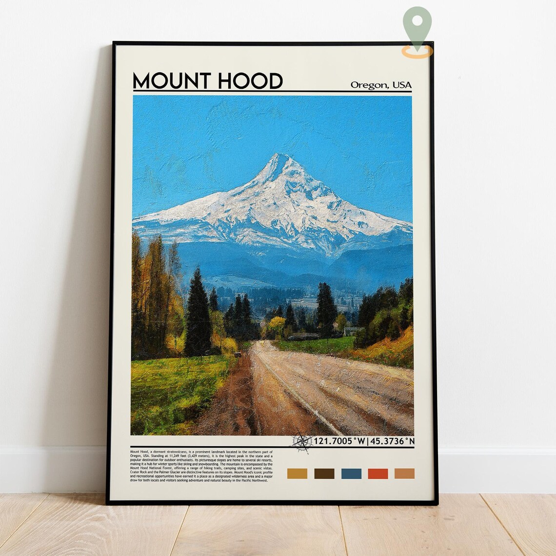 Mount Hood Oregon USA Snowcapped Volcano Peak Scenic Road Poster - Image 2