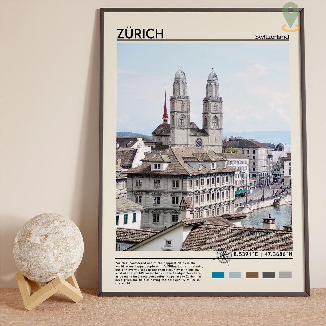 Zurich Print Vintage Poster Zurich Wall Art Zurich Poster Zurich Photo Zurich Poster Print Zurich Wall Decor Switzerland Art - Image 2
