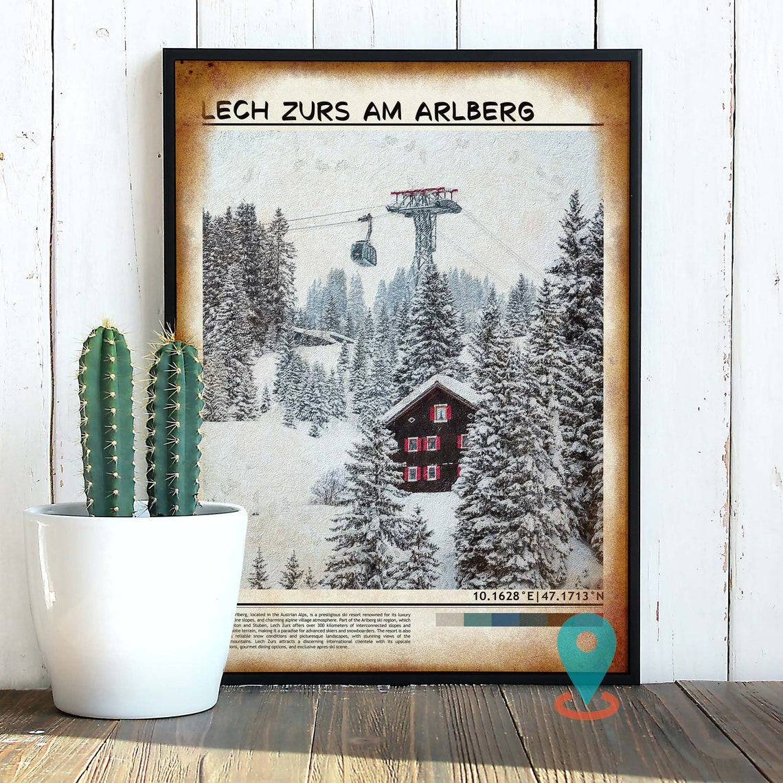 Lech Zurs am Arlberg Snowy Alpine Chalet Gondola Resort Poster - Image 2