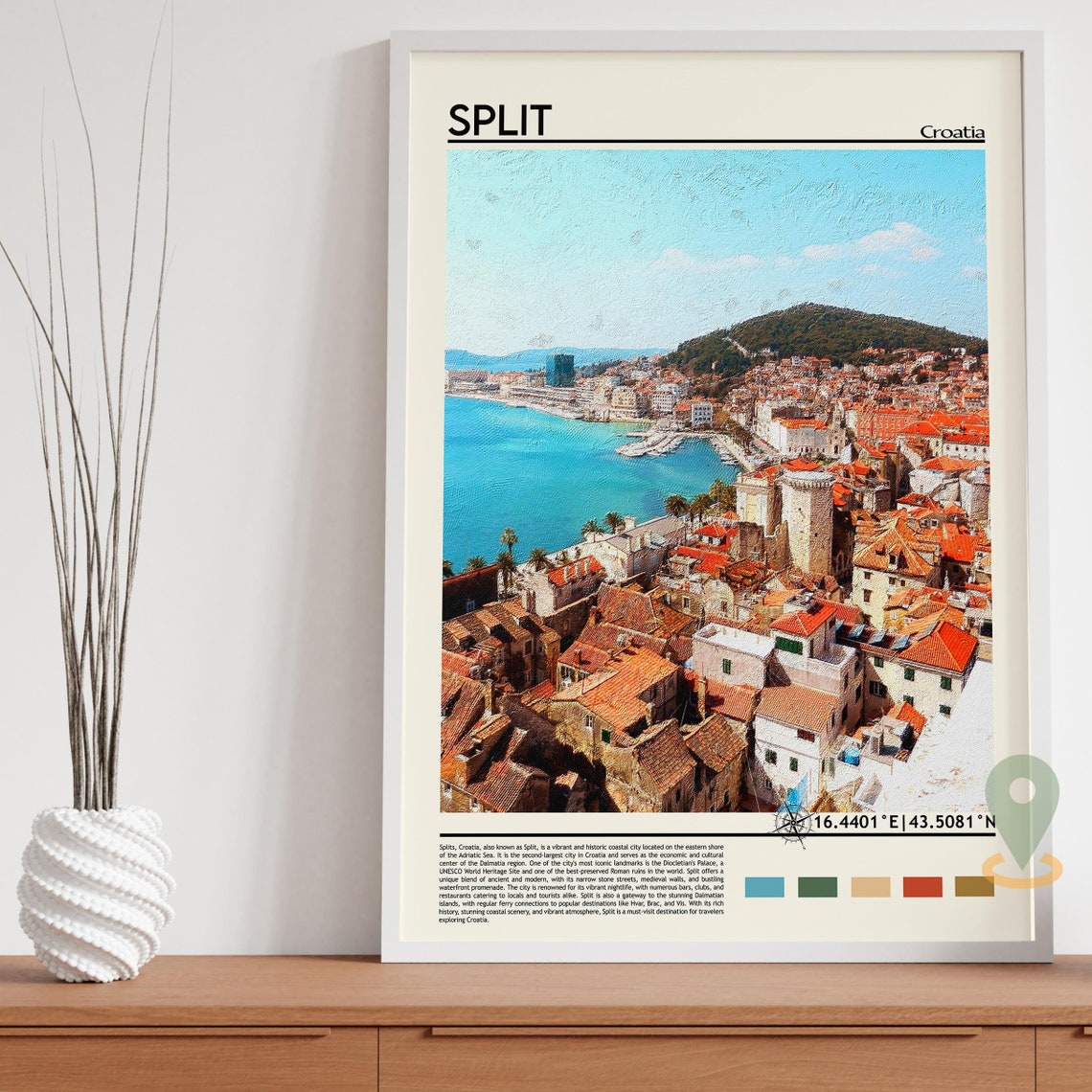 Split Croatia Old Town Harbor Red Roofs Dalmatian Coast Print - Image 4