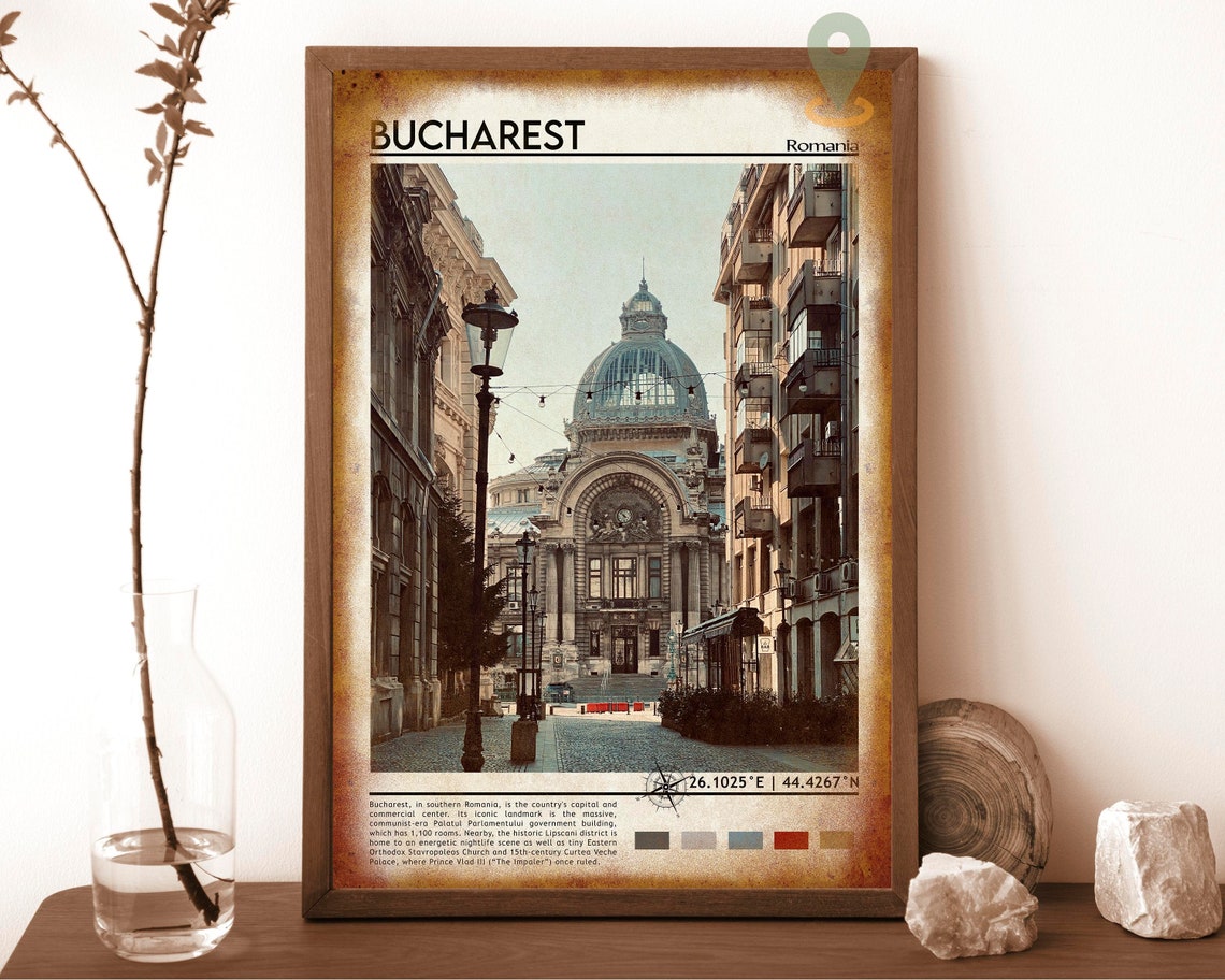 Historic Bucharest Romania Old Town Streetscape Travel Poster - Image 6