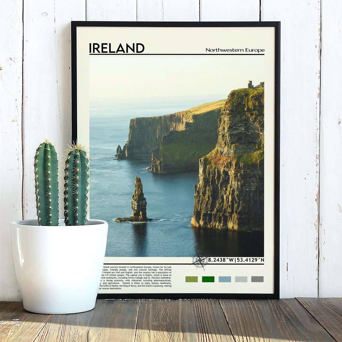 Ireland Towering Sea Cliffs Atlantic Ocean Coastal Travel Poster - Image 3