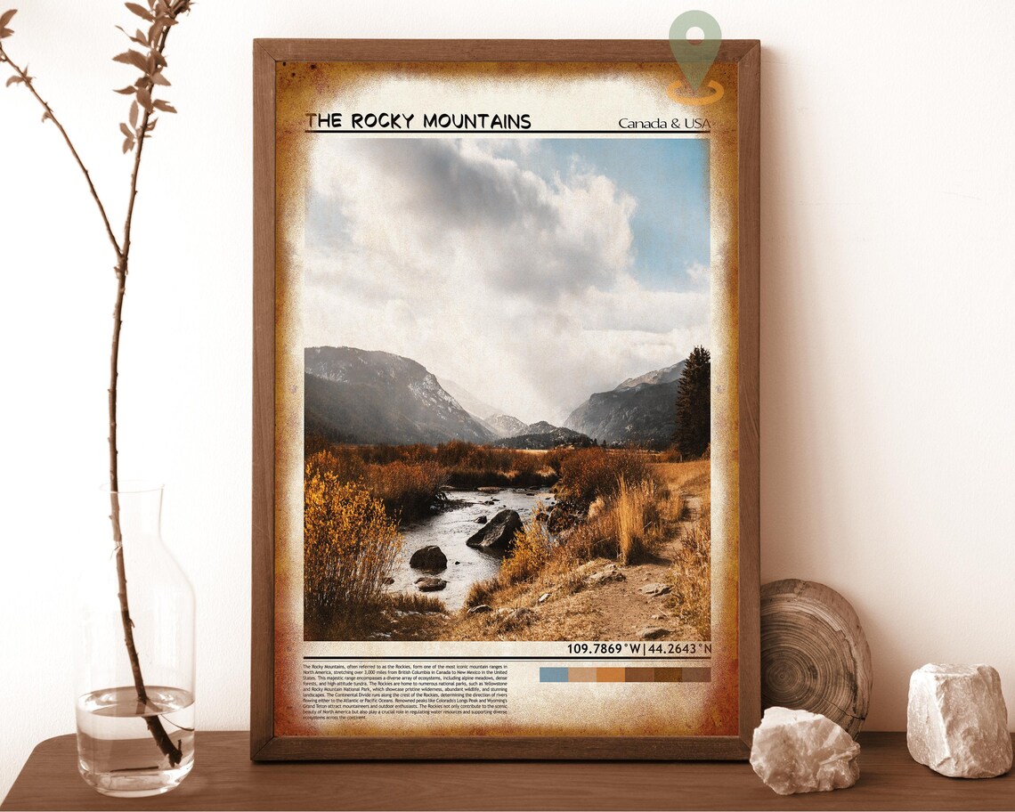 The Rocky Mountains Autumn Valley Stream Scenic Photo Poster - Image 6