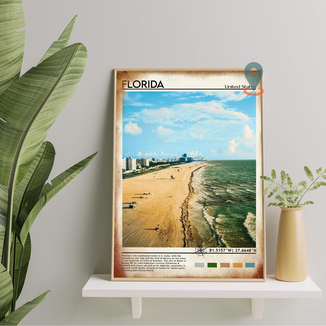 Florida United States Beach Coastline Aerial Photo Travel Poster - Image 2