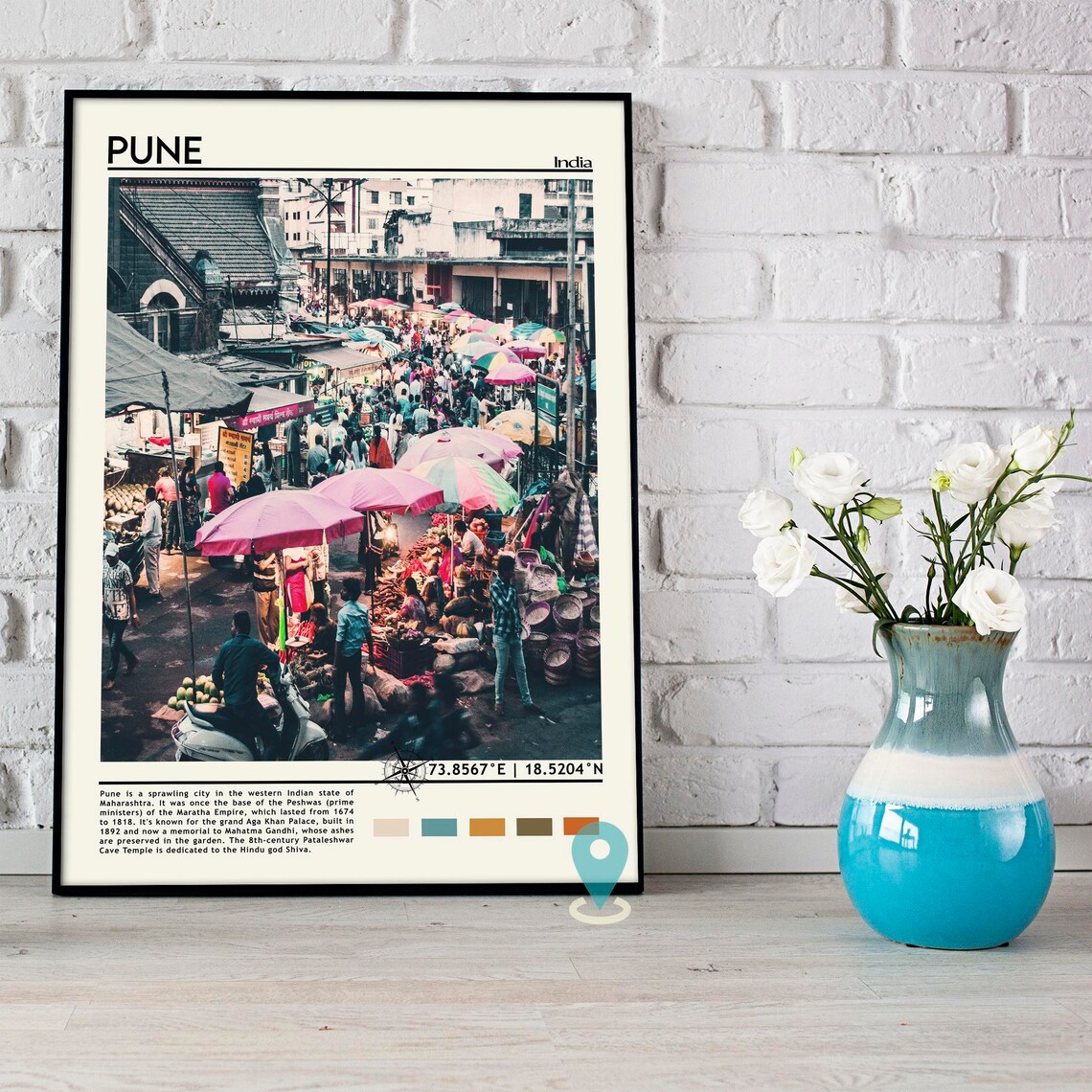 Pune India Bustling Market Street Crowd Colorful Urban Photo Poster - Image 3