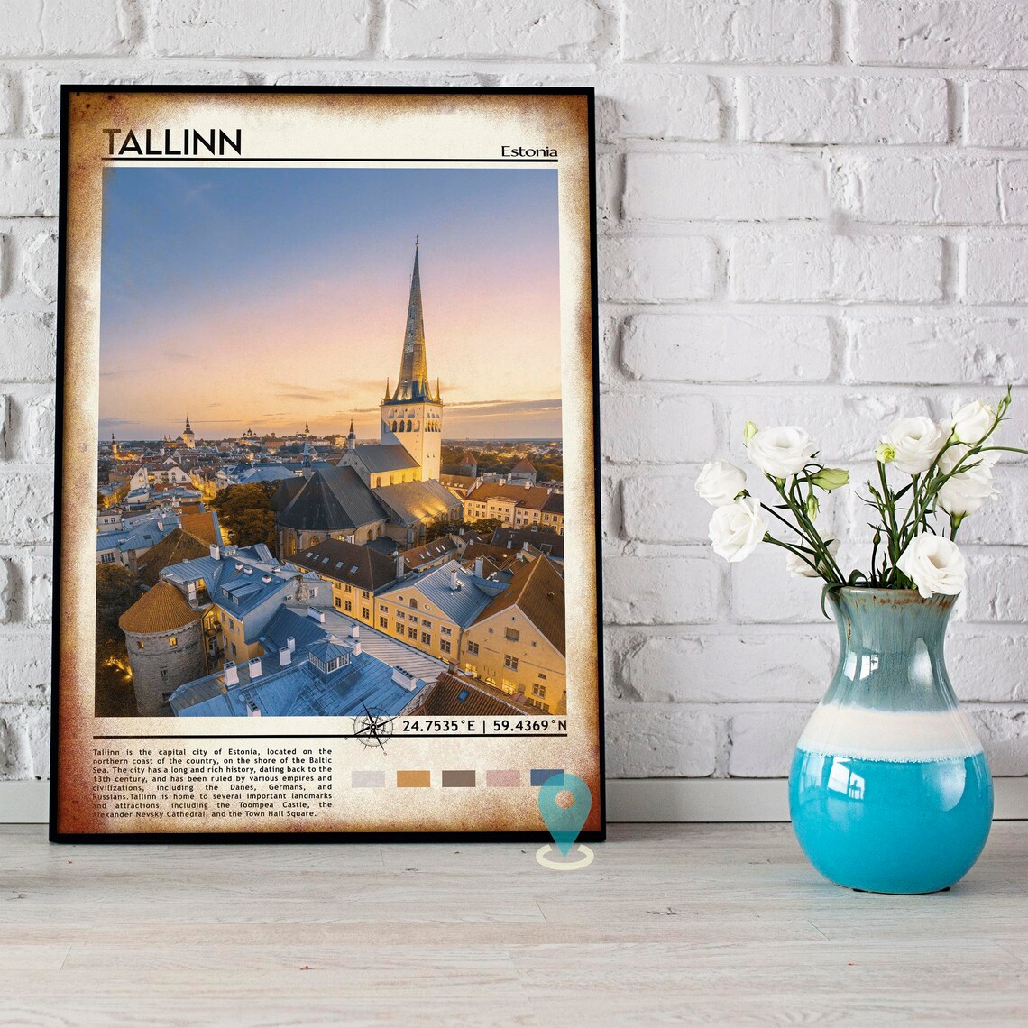 Tallinn Estonia Old Town Church Spires Sunset Skyline Travel Print - Image 2