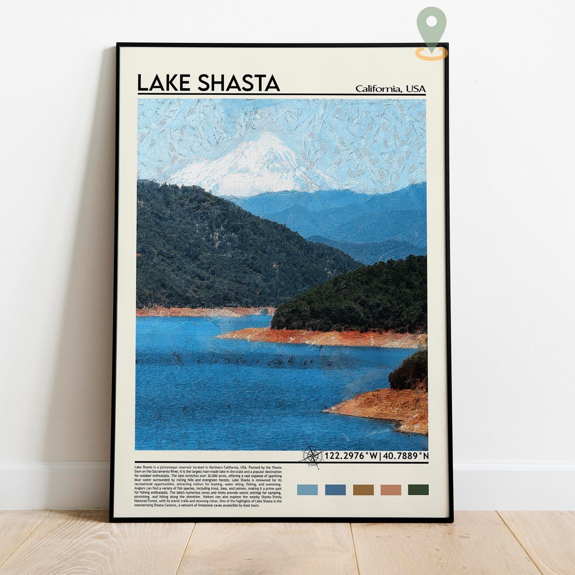 Lake Shasta Print Lake Shasta Poster Lake Shasta Wall Art Lake Shasta Travel Print Lake Shasta Art Print Lake Shasta Artwork - Image 2