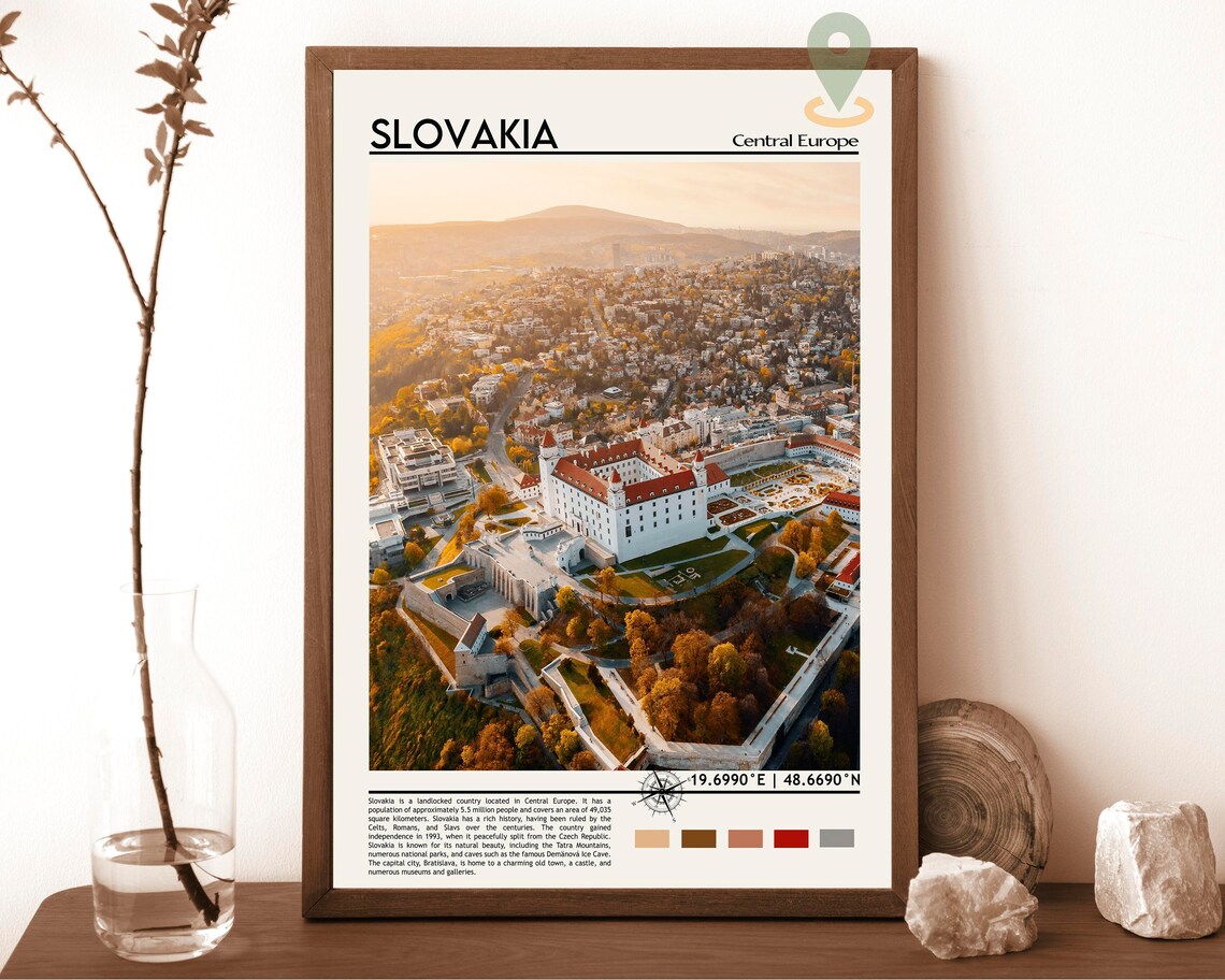 Slovakia Central Europe Bratislava Castle Sunset Aerial Poster