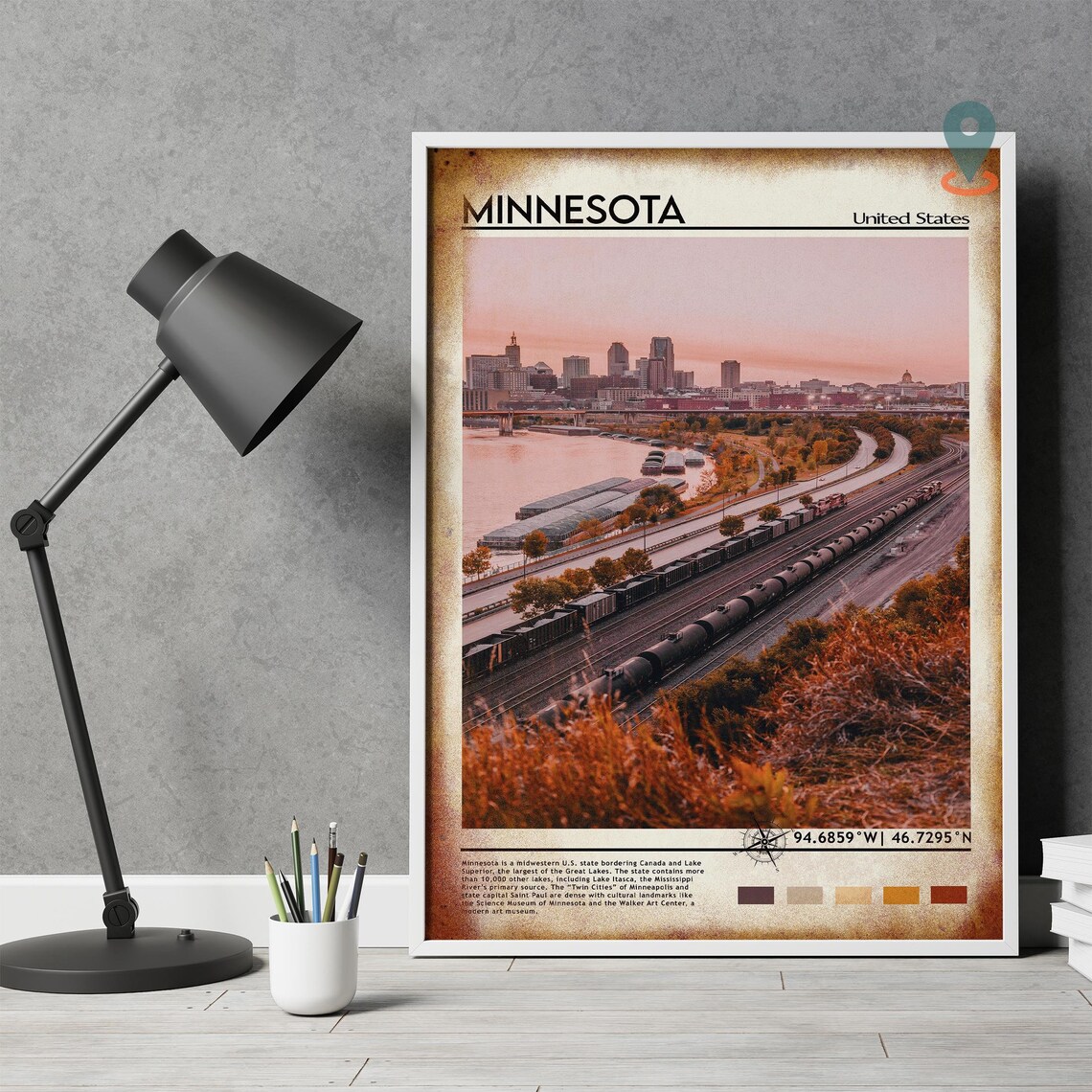 Minnesota United States City Skyline Sunset Photo Travel Poster - Image 4