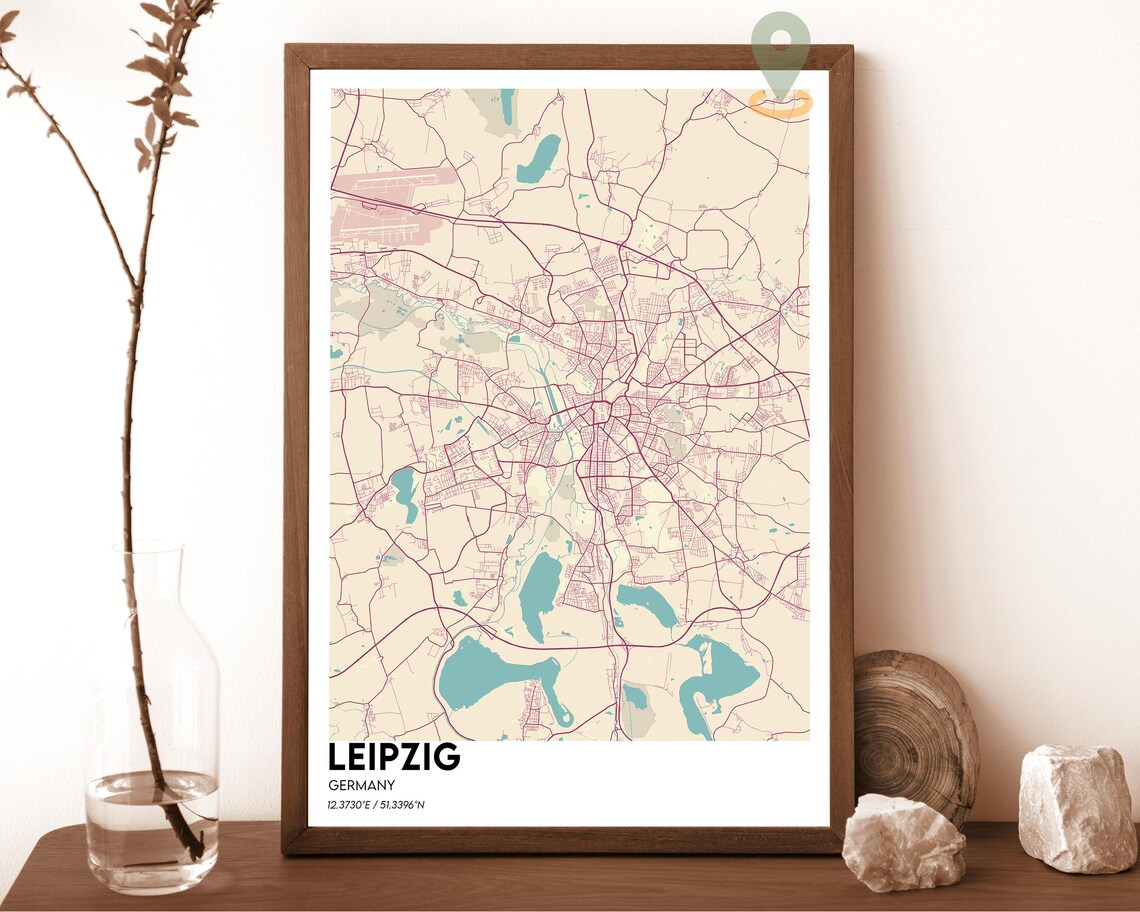 Leipzig Germany Light Blue Airy European Street Map Travel Poster - Image 5