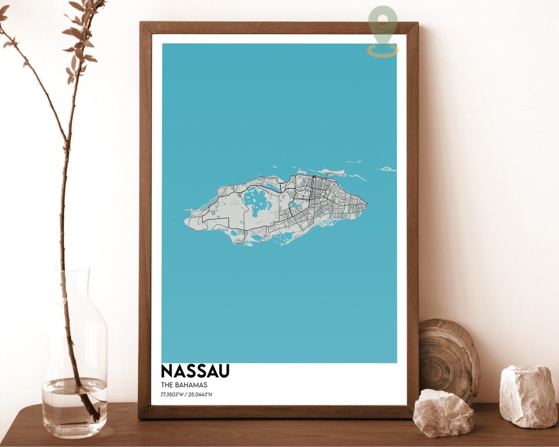 Nassau Map Nassau Map Print Nassau Wall Art Nassau Travel Poster Nassau Poster Nassau Photo Nassau City Map Nassau Bahamas - Image 2