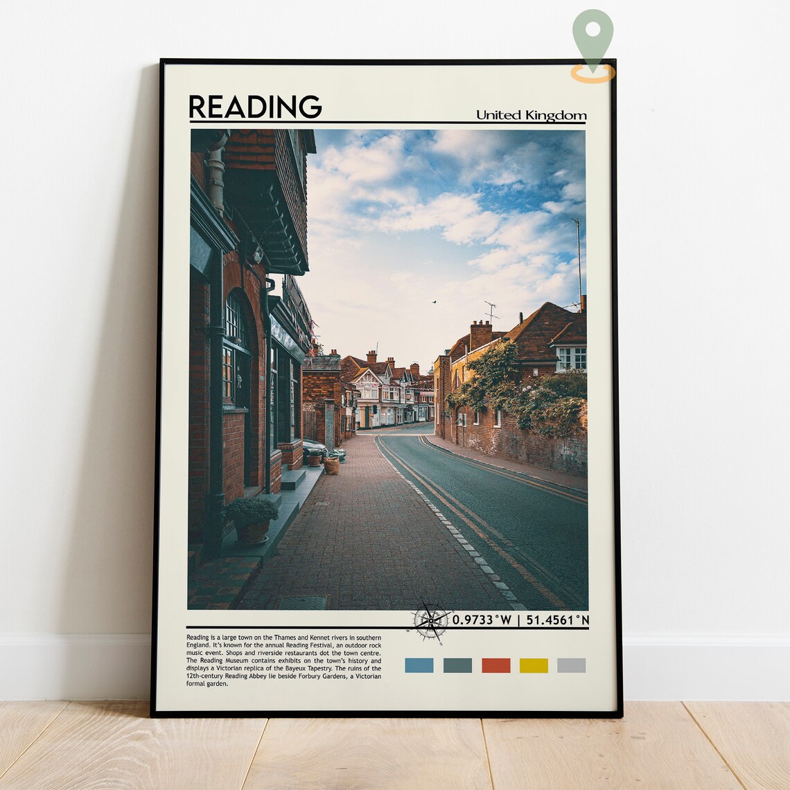 Reading United Kingdom Charming Brick Town Street Scene Travel Poster - Image 5