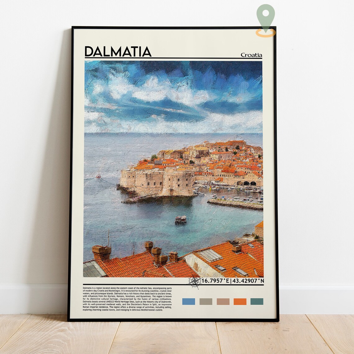 Dalmatia Croatia Dubrovnik Old Town Walls Painting Travel Poster - Image 2