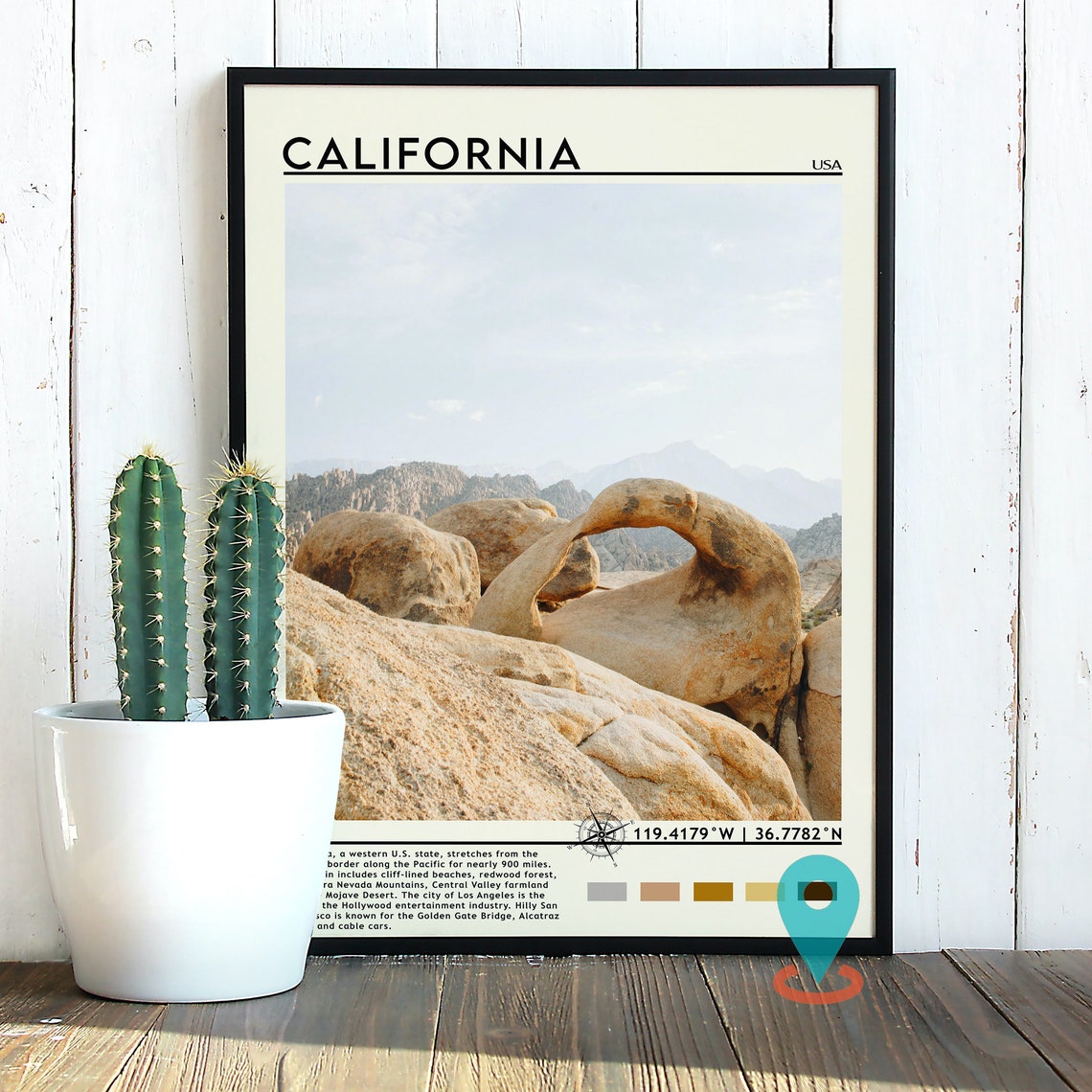 California USA Desert Rock Arch Formation Scenic Travel Poster - Image 3