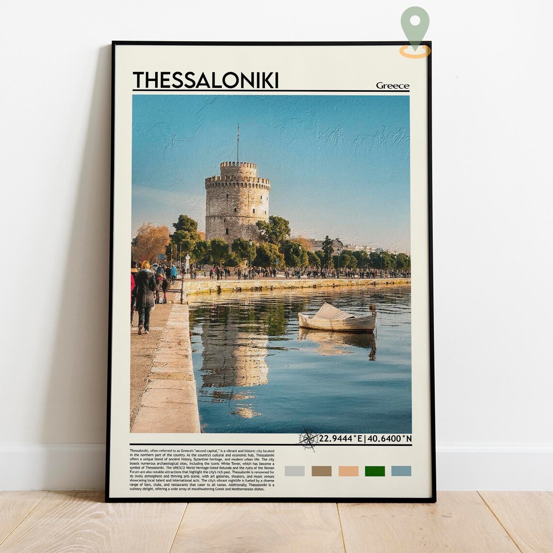 Thessaloniki Greece White Tower Waterfront Promenade Travel Poster - Image 2