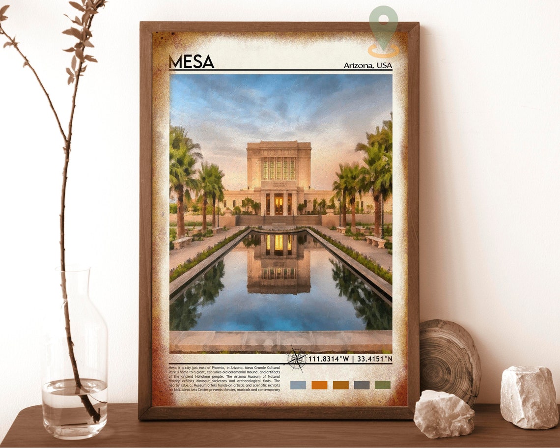 Mesa Arizona Temple Reflecting Pool Sunset Desert Oasis Poster - Image 6
