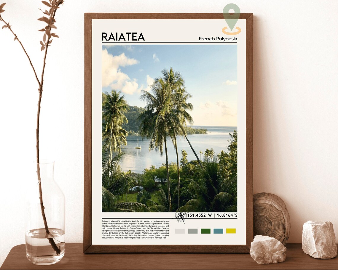 Raiatea French Polynesia Palm Trees Lagoon Sailboat Island Poster