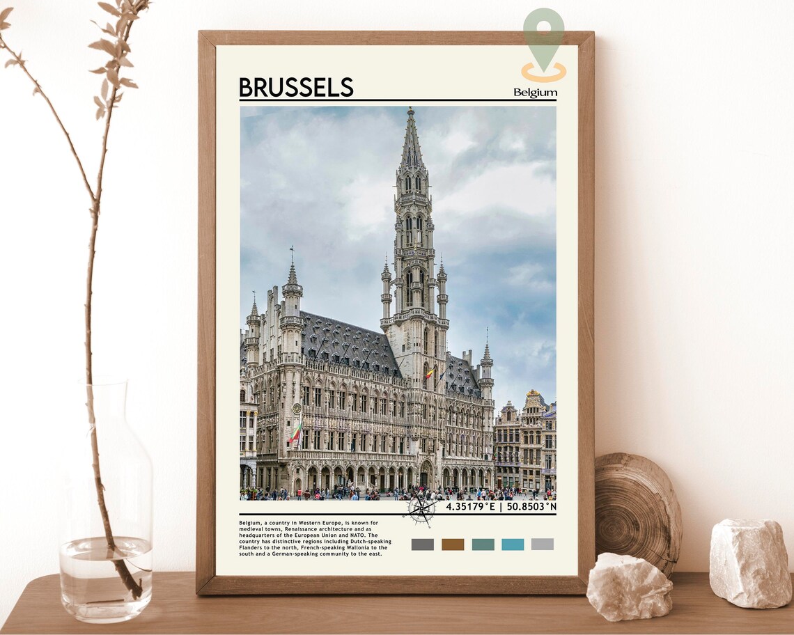 Brussels Belgium Grand Place Gothic Town Hall Landmark Poster
