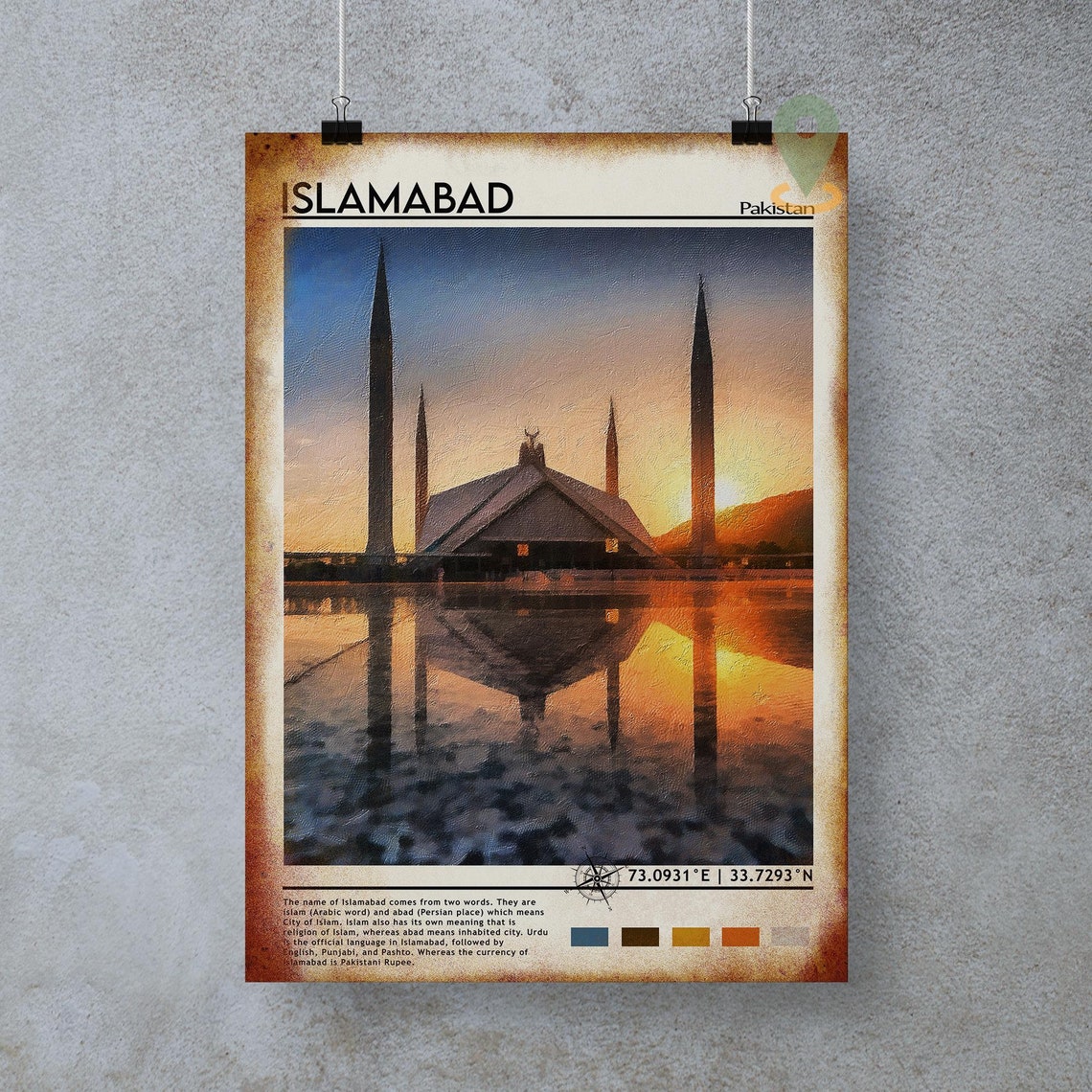 Islamabad Print Vintage Poster Islamabad Wall Art Islamabad Poster Islamabad Photo Islamabad Poster Print Islamabad City Pakistan - Image 2