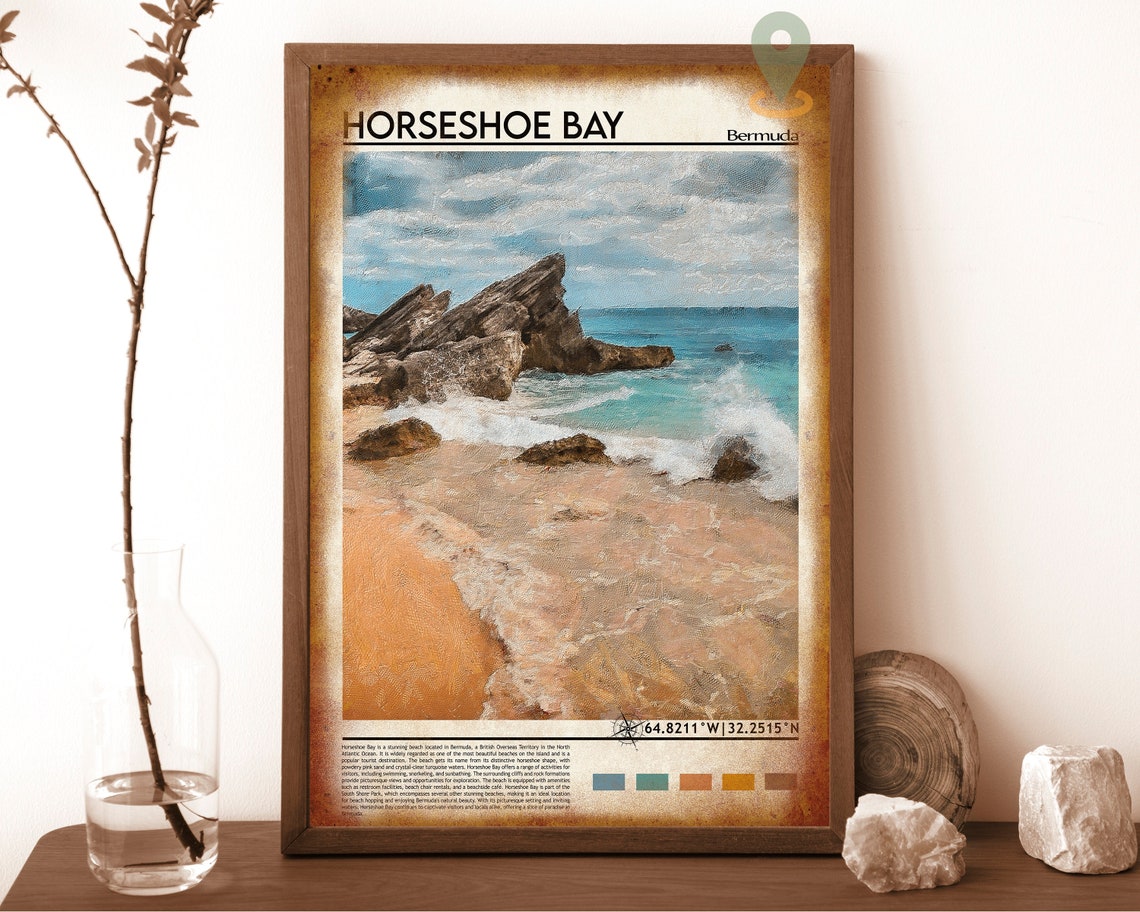 Horseshoe Bay Bermuda Pink Sands Waves Rocks Seascape Poster - Image 6