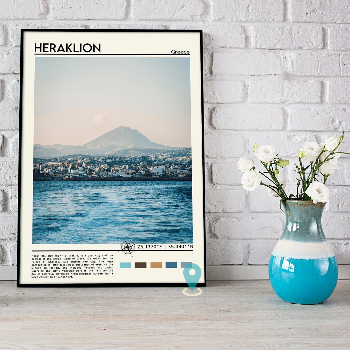 Heraklion Greece Crete Coastal City Travel Poster Seaside Art - Image 3
