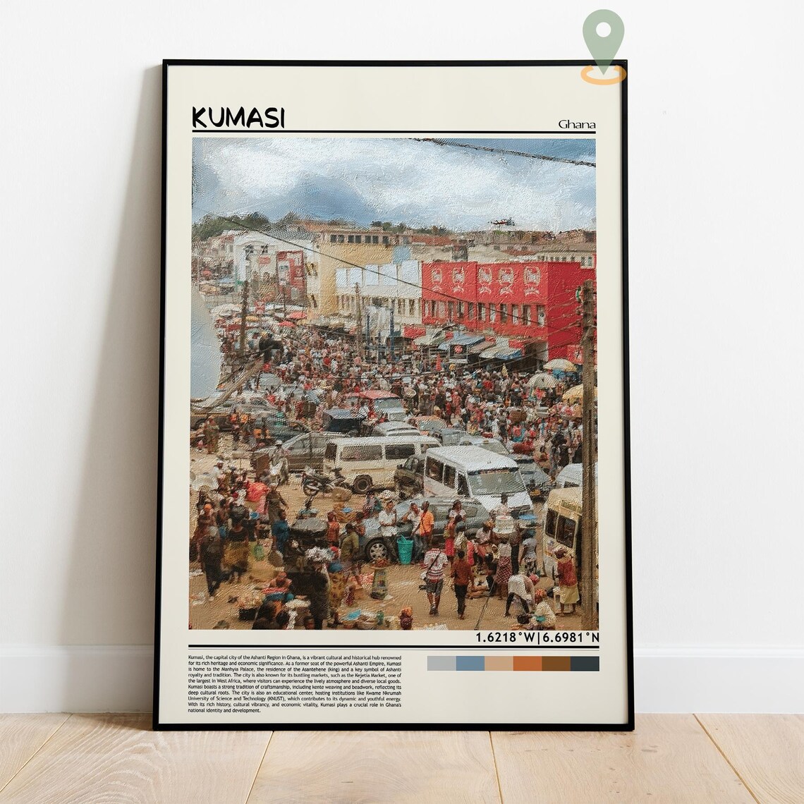 Kumasi Ghana Bustling Market Street Vibrant City Coordinate Travel Poster - Image 4
