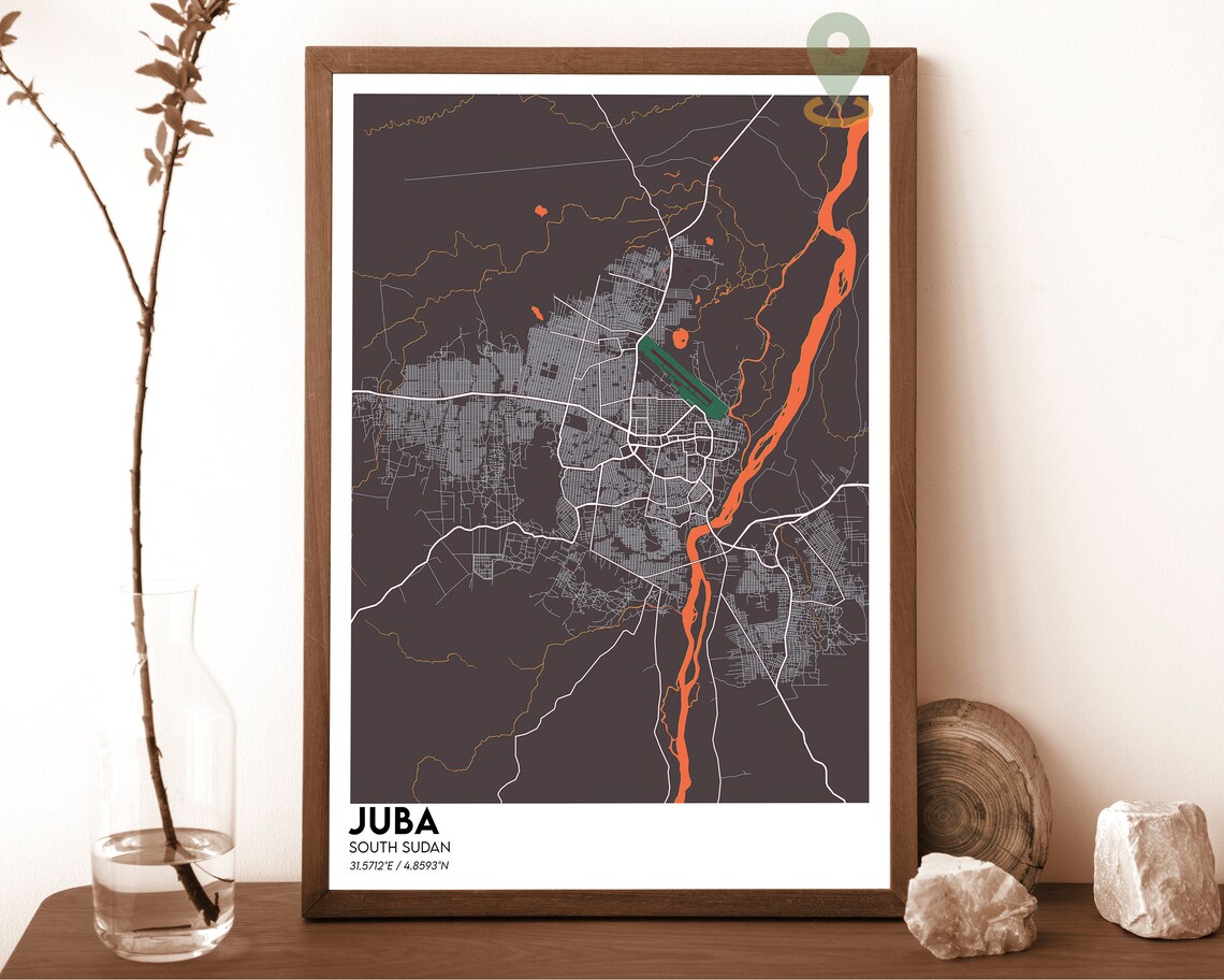 Juba Map Juba Map Print Juba Personalized Map Juba Wall Art Juba Travel Poster Juba Poster Juba Photo Juba South Sudan Juba City - Image 4