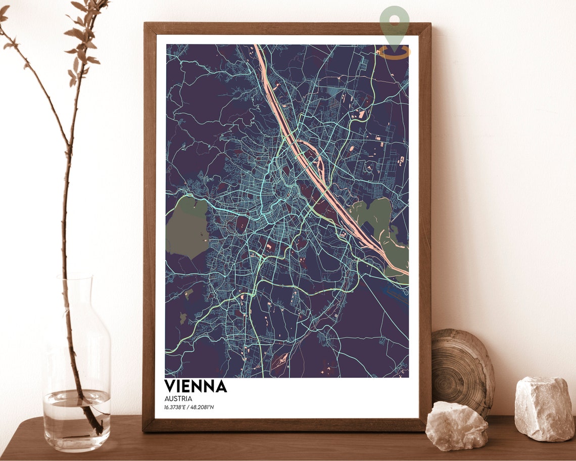 Vienna Austria Vintage Parchment Danube City Street Map Poster - Image 6