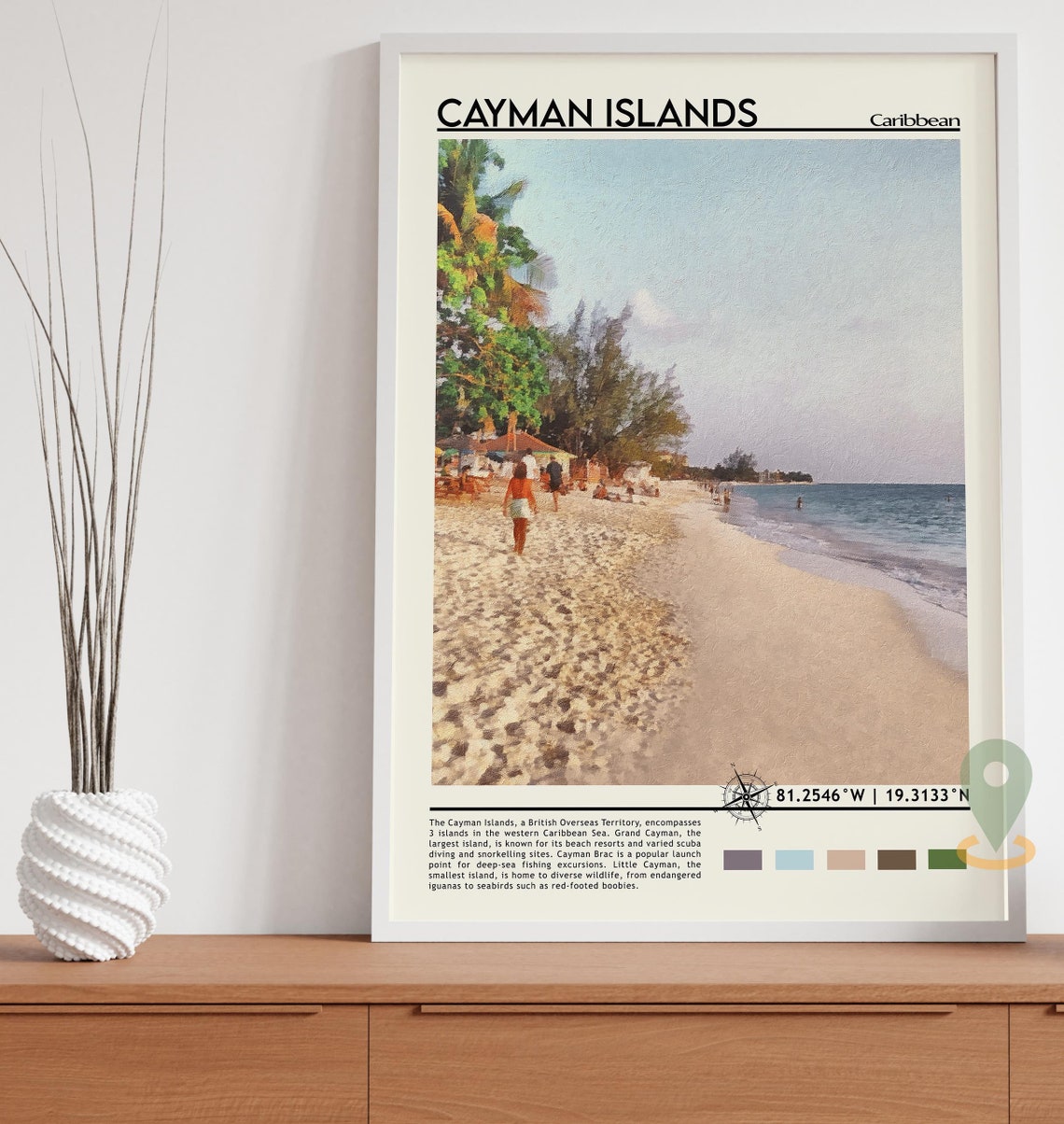 Cayman Islands Print Cayman Islands Art Cayman Islands Poster Cayman Islands Photo Cayman Island Painting Caribbean Poster Vintage Art - Image 3
