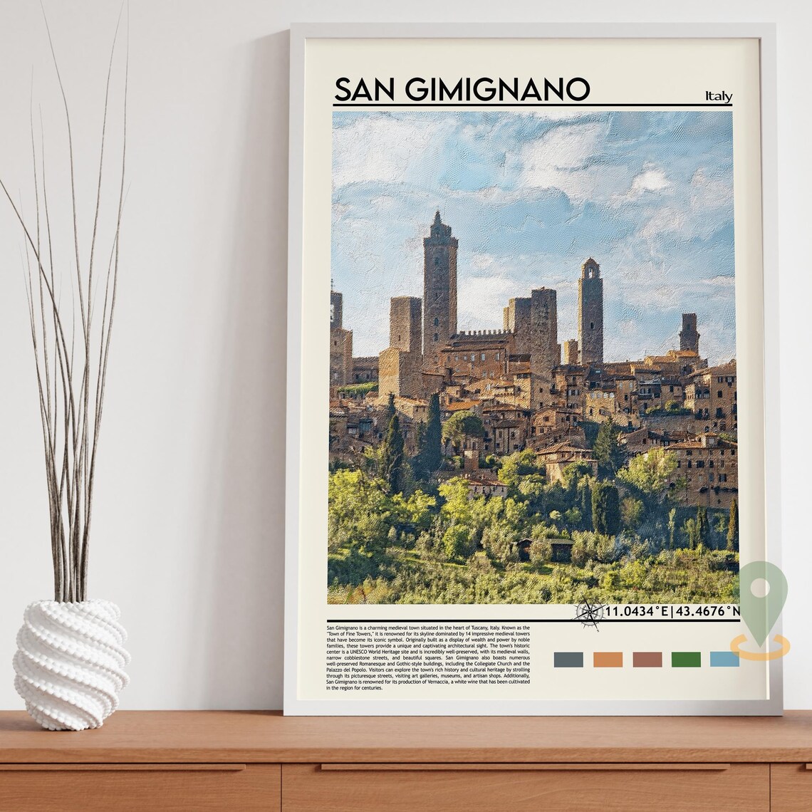 San Gimignano Italy Tuscan Medieval Stone Towers Travel Art Print - Image 5