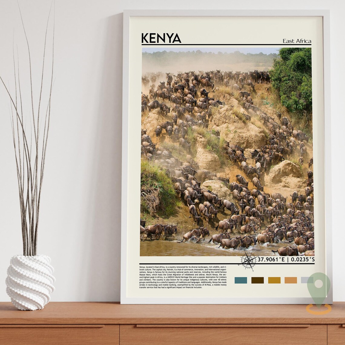 Kenya East Africa Wildebeest Migration Safari Wildlife Poster - Image 2