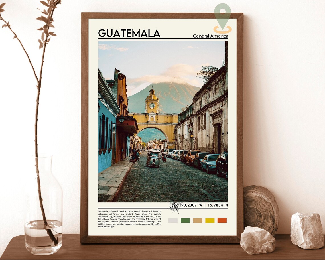 Antigua Guatemala Santa Catalina Arch Colonial Street Poster
