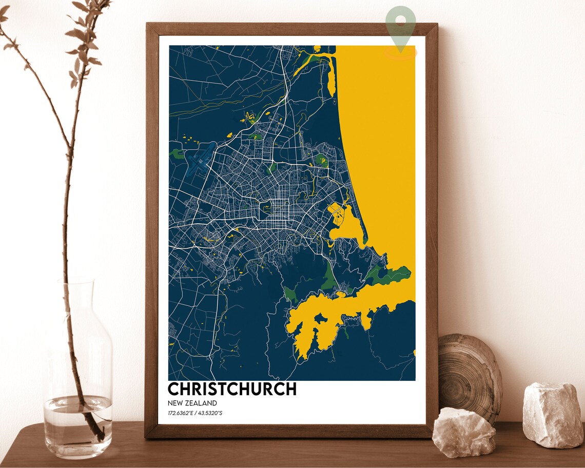 Christchurch New Zealand Neon Magenta Night City Street Map Art Print - Image 6