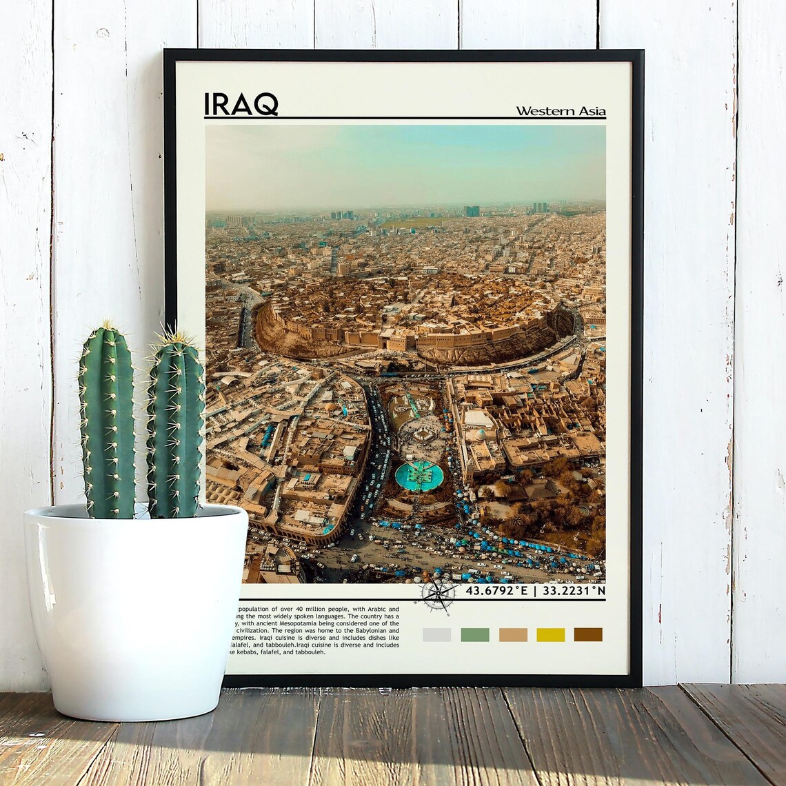 Iraq Western Asia Ancient Citadel Aerial Cityscape Travel Poster - Image 3