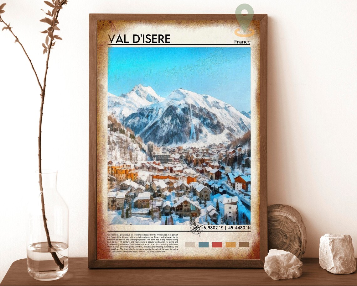 Val d'Isere France Snowy Alpine Ski Resort Village Winter Poster - Image 6