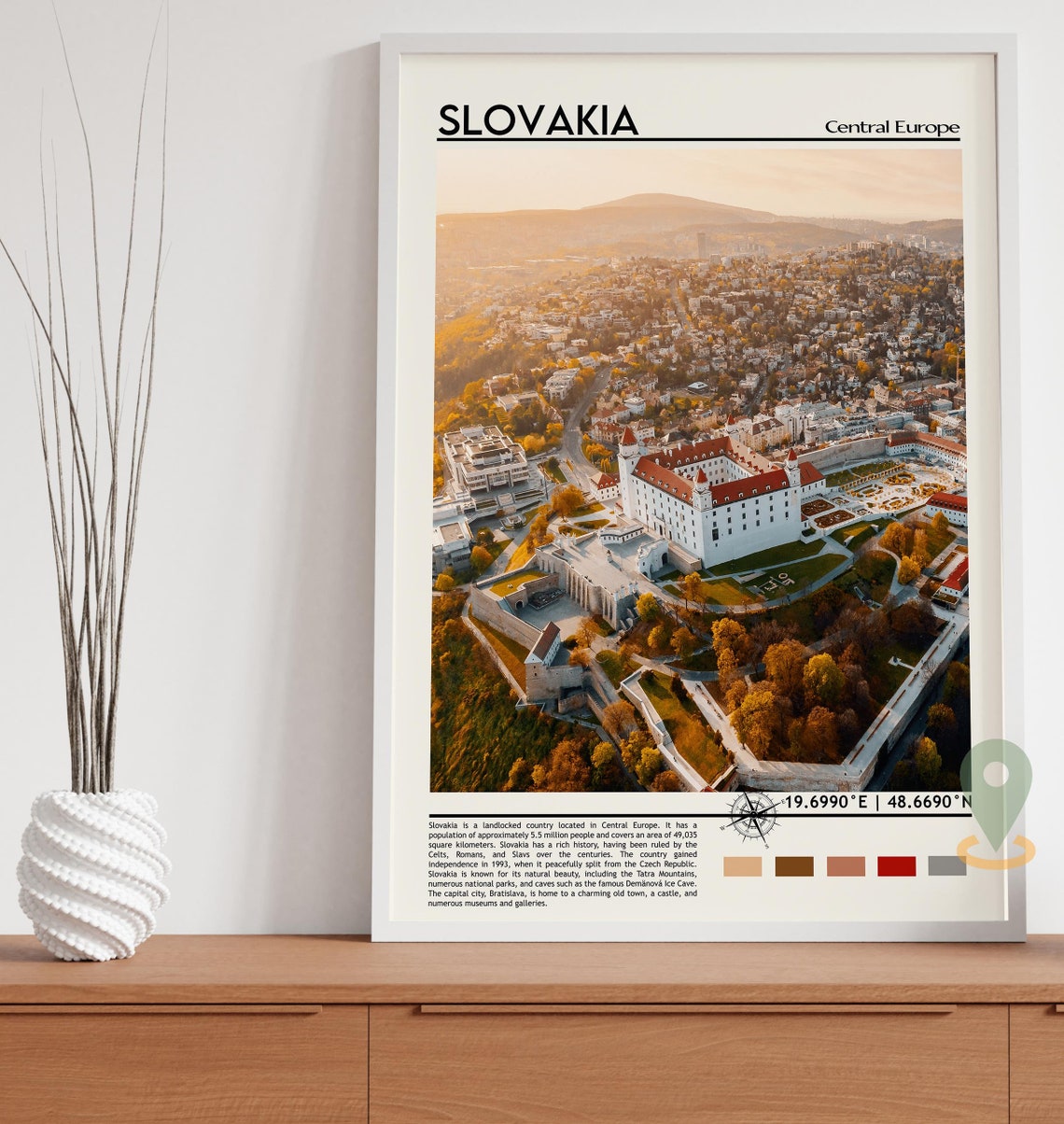Slovakia Central Europe Bratislava Castle Sunset Aerial Poster - Image 3