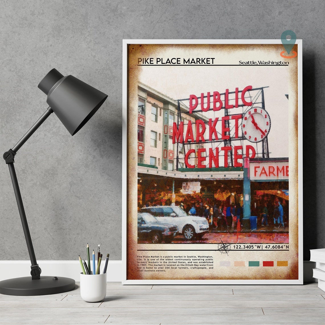 Pike Place Market Print Pike Place Market Art Pike Place Market Poster Pike Place Market Poster Print Seattle Travel Poster Seattle Art - Image 5