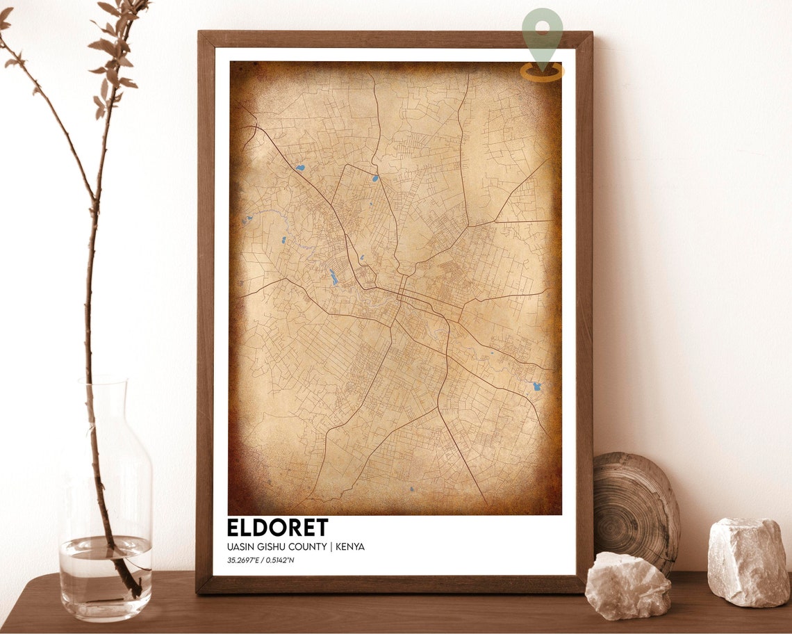 Eldoret Kenya Dark Charcoal Minimal City Map Modern Art Poster - Image 2