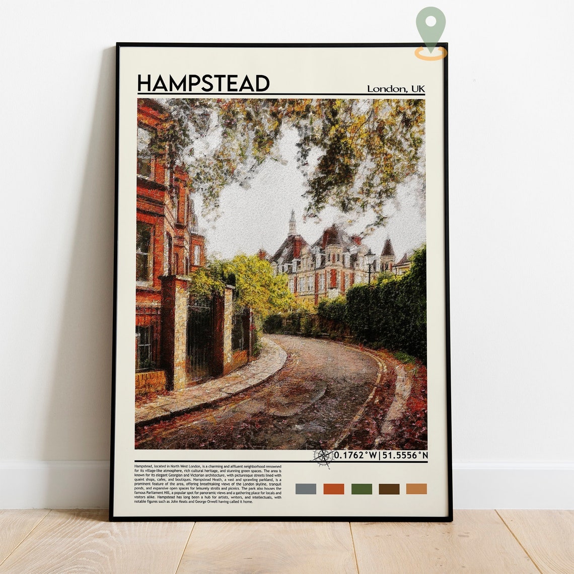 Hampstead London England Leafy Village Historic Street Scene Poster - Image 2